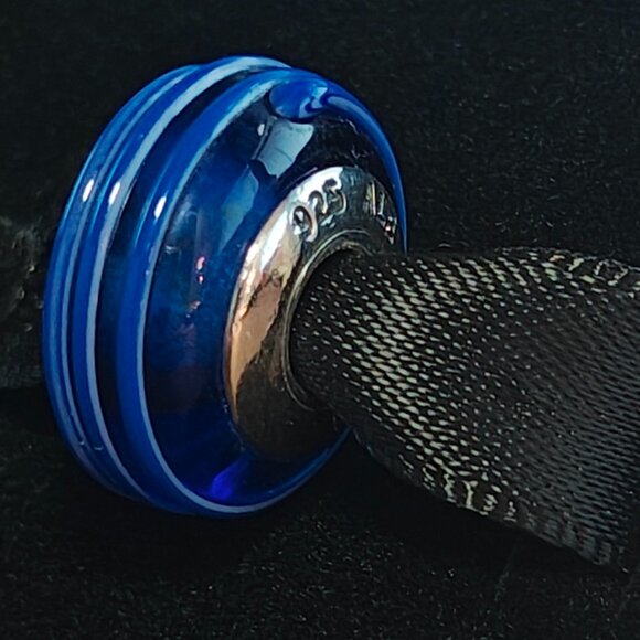 Authentic Retired Pandora Blue Murano Glass Ribbon Bead - 790612 - Picture 4 of 6